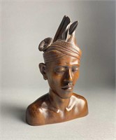 Carved Wood Balinese Indonesien Bust of a Man