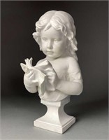 Victorian French Parian Bust of Girl Reading