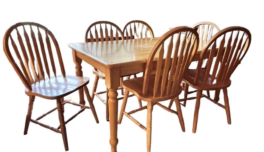 Solid Wood Table and Six Chairs