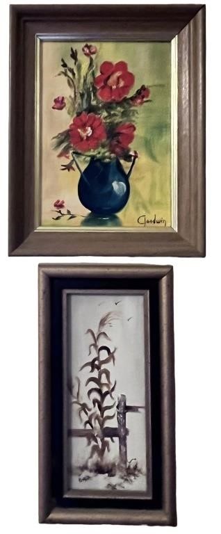 Two Signed Original Floral Oil Paintings