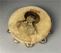 Hand Painted Tambourine Annie Oakley Artist Signed