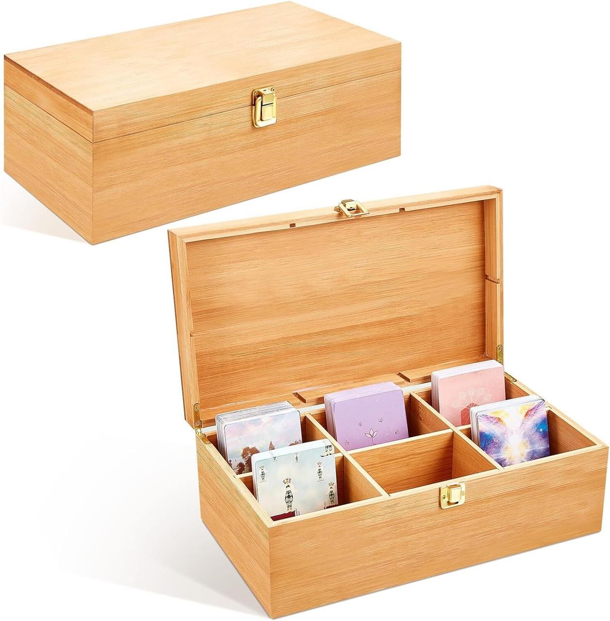 2 Pcs Wooden Trading Card Storage Box for MTG TCG