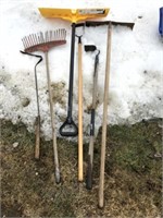 Rake, Hoes, Snow Shovel, Grass Whip (6)