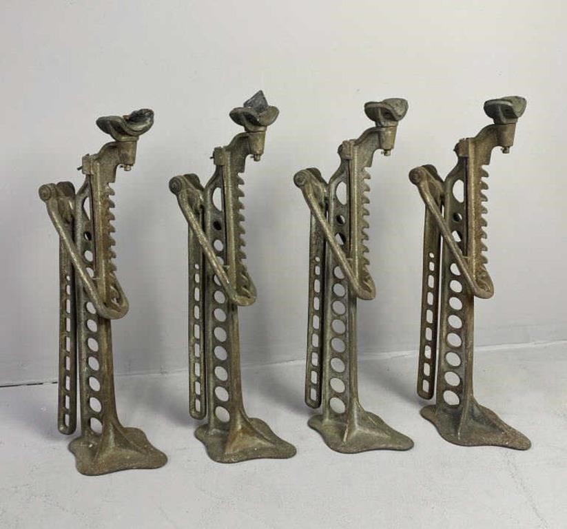 Set of 4 Early Cast Iron Car Jacks