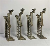 Set of 4 Early Cast Iron Car Jacks