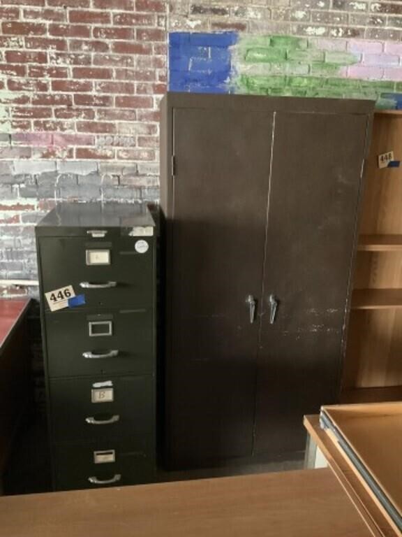 Metal 2 door wardrobe with filing cabinet