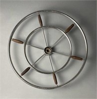 Mid-Century Modern Chrome & Teak Ship Wheel