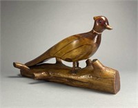 Hand Carved Pine Pheasant Signed Odell Cogdell