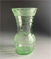 Paden City Glass Black Forest Uranium 10" Vase