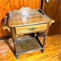 oak wash stand- see broken towel bar