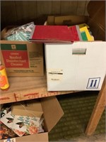 Box of folders,gloves,party paper