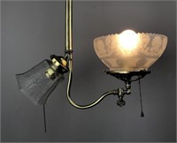 Antique Brass Electric Hanging J Arm Lamp
