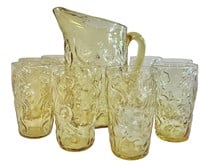 Crinkle Glass Pitcher & Water Glasses
