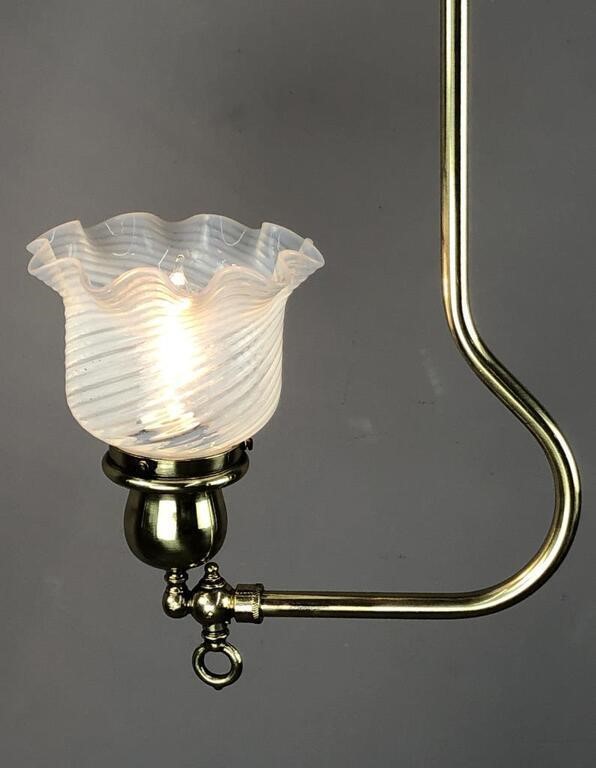Antique Brass J Arm Hanging Light 1890s