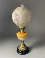 Victorian Banquet Lamp Satin Glass 1880s