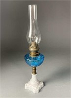 Full Size Atterbury 2 Color Pressed Glass Oil Lamp