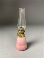 Mini P&A Mfg Peach Blow Acorn Oil Lamp