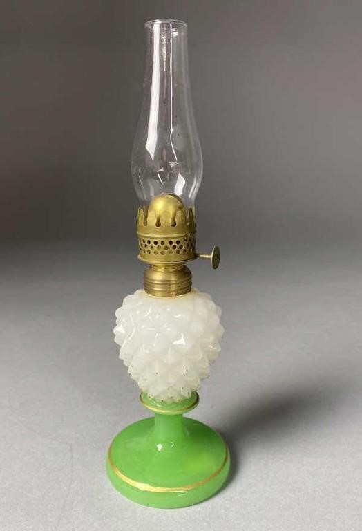 P&A Mfg Pineapple Form 2 Color Mini Oil Lamp 1890s