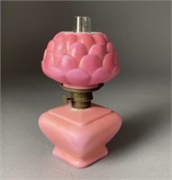 Pink Satin Glass Mini Oil Lamp Consolidated Glass