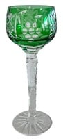Crystal Goblet - Green Cut To Clear