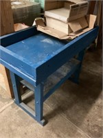 Blue work table and floor tiles