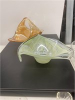 Vintage glass art display dishes