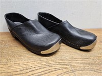 Sanita Black Leather Clog Styled Shoes Eur 41