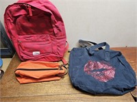 FOSSIL Red Back Pack + Juicy Tote Bag + Shoe Bag