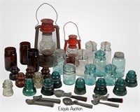 Vintage Jars, Insulators, Icecream Scoops & Lamps