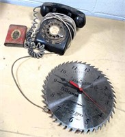Craftsman saw clock, rotary phone & more