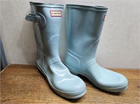 Ladies HUNTER Blue Rubber BOOTs Sz US 11