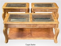 Vintage Mid Century Wooden Coffee Table & Side Tab