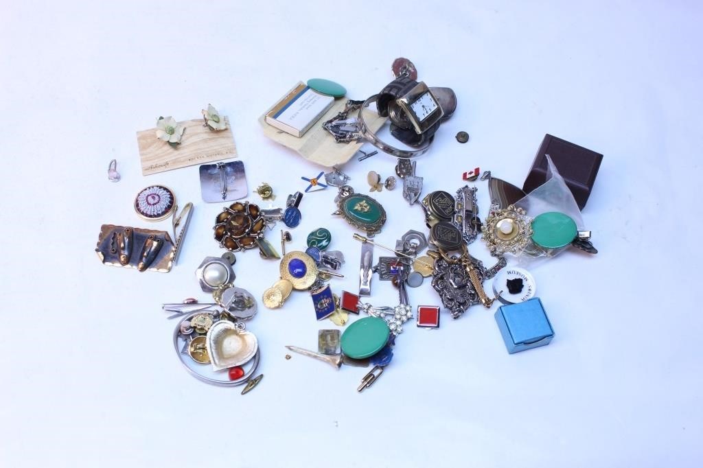 Vintage Jewelry Lot Copper Watch, Earrings