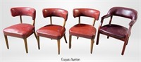 Vintage Red Leather Barrel Back Side Chairs