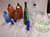 Lot of Antique Borwn Bottles, Cobalt Blue Bottles