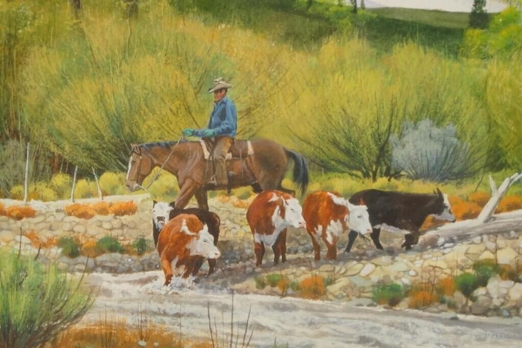 Pat Waters watercolor 12" x 16" Wyoming gathering