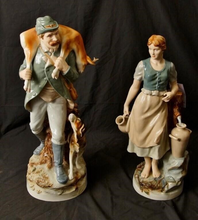 Pair Royal Dux porcelain figures - male / female