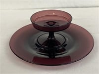 Amethyst serving tray with pedestal dip holder