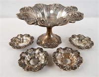 Reed & Barton 5 pc Sterling Compote & 4 nut dishes