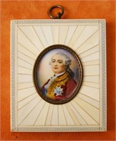 Antique Louis XVI portrait on inlaid  frame