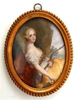 Ca 1793 - 1820 oval portrait of Diana of the hunt