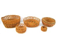 5 Native Cherokee Woven Polychrome Baskets