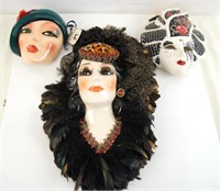 Three Art Nouveau Style Female Wall Masks