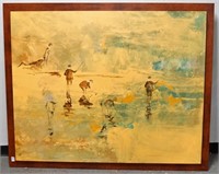A large Impressionist painting of boys fishing
