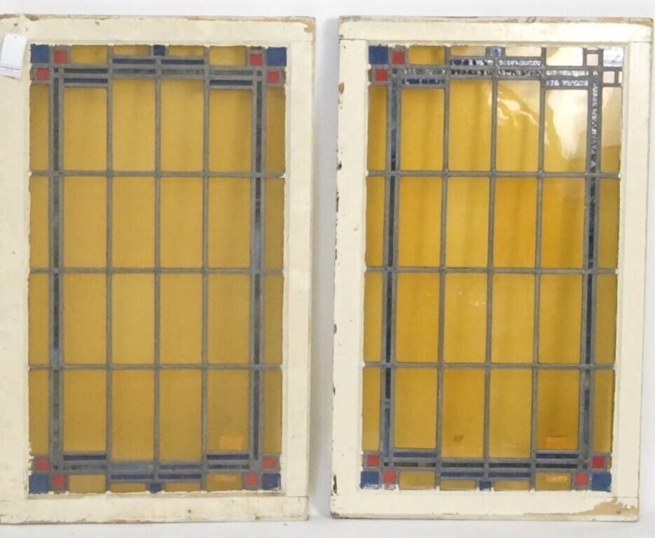 Two antique stained glass windows