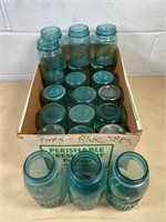 blue canning jars- quarts & pints