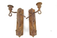 Antique pair of Bronze Wall Sconces with Cherubs