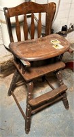 wooden high chair- dirty & musty