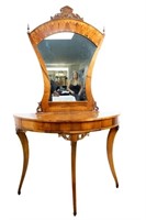 Italian Inlaid rosewood console with mirror