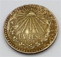 1934 Estados Unidos Mexicanos Un Peso